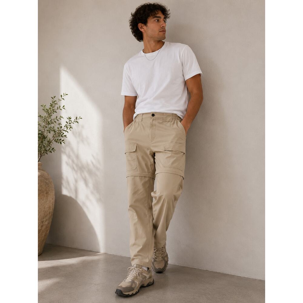 World Wide Sportsman Convertible Cargo Pants Khaki Zip Off Utility Men Large/30